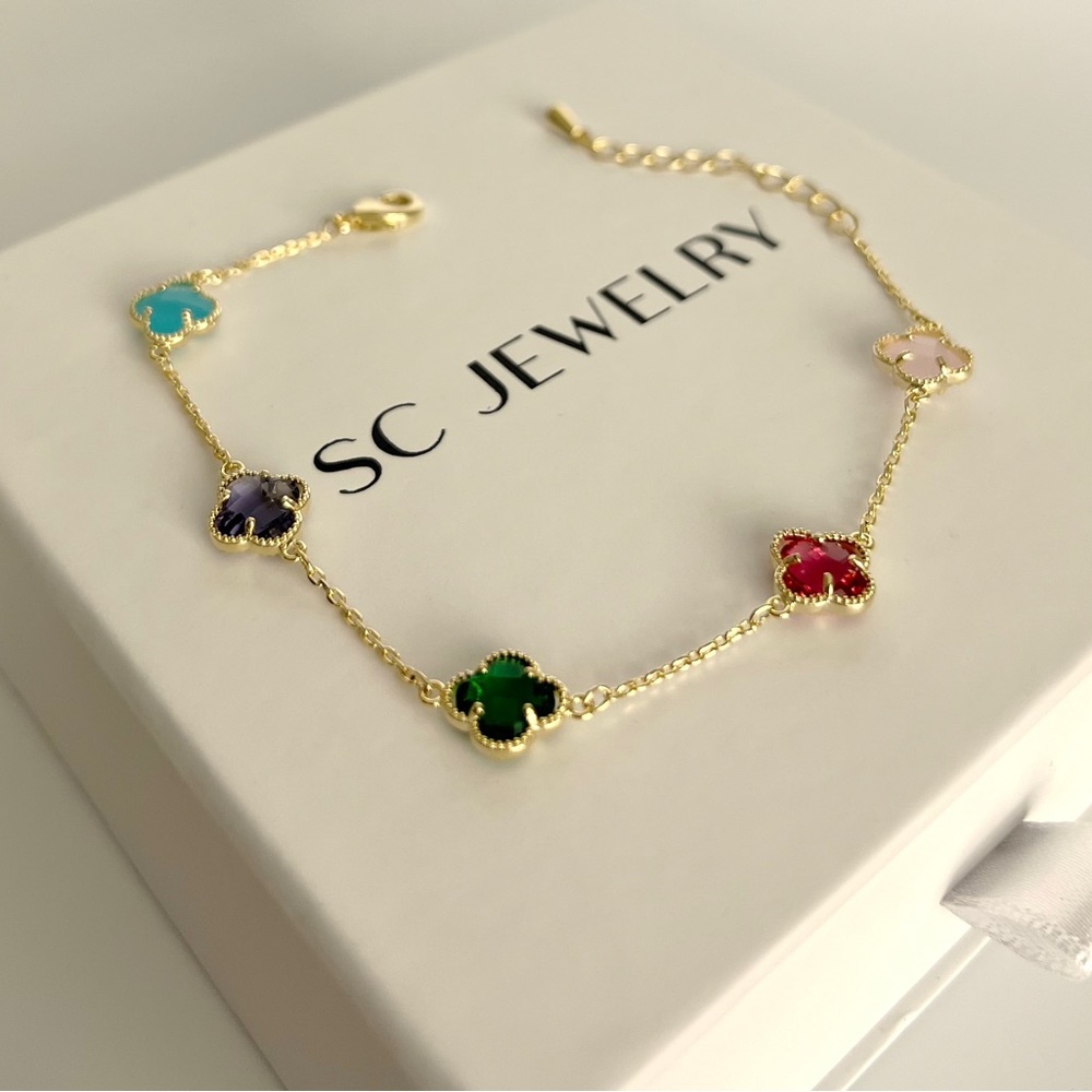 Clover Bracelet 14k Gold Filled Luxury Jewelry - Picture 2 of 7